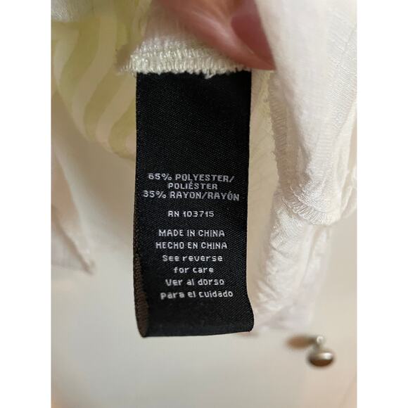 Zac & Rachel Woman button front blouse lightweight long sleeve green stripe 2X - Picture 6 of 7